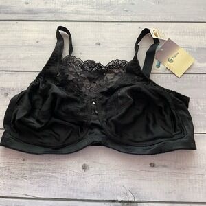 Trulife Naturalwear Mastectomy Bra Womens 42D Black Cami Style Wireless 4019